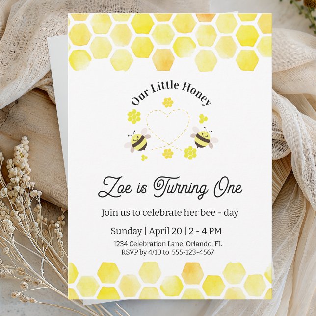 Little Honey Invitation Kids 1st Birthday Card Einladung (Von Creator hochgeladen)