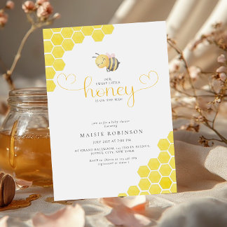 Little Honey Is on the Way Honeycomb Baby Shower Einladung