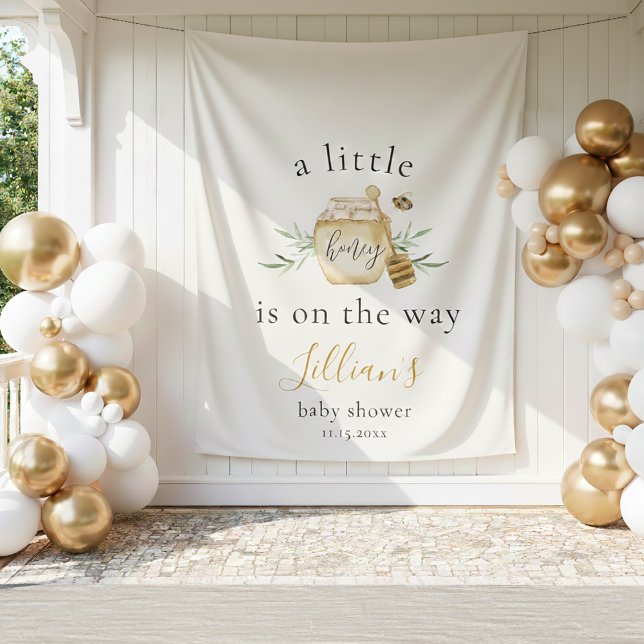 Little Honey On The Way Bee Baby Shower Backdrop Wandteppich (Von Creator hochgeladen)