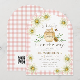 Little Honey On The Way Bee Pink Baby Shower QR  Einladung