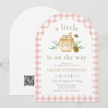 Little Honey On The Way Bee Pink Baby Shower QR 