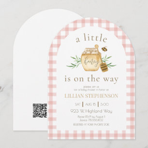 Little Honey On The Way Bee Pink Baby Shower QR  Einladung