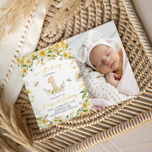 Little Honey Photo 1st Birthday Invite Einladung (Von Creator hochgeladen)