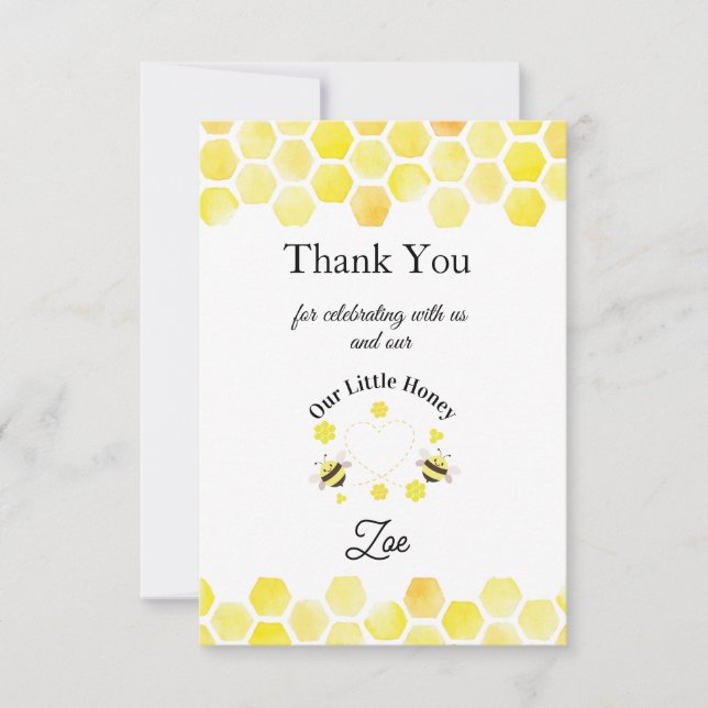 Little Honey Thank You Card Kids 1st Birthday Dankeskarte (Vorderseite)