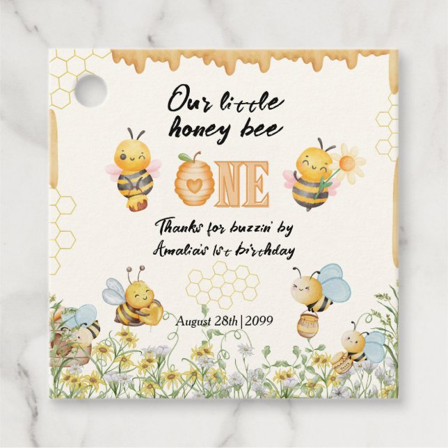 Little Honey To Bee One Wildflower 1st Birthday Geschenkanhänger (Vorderseite)