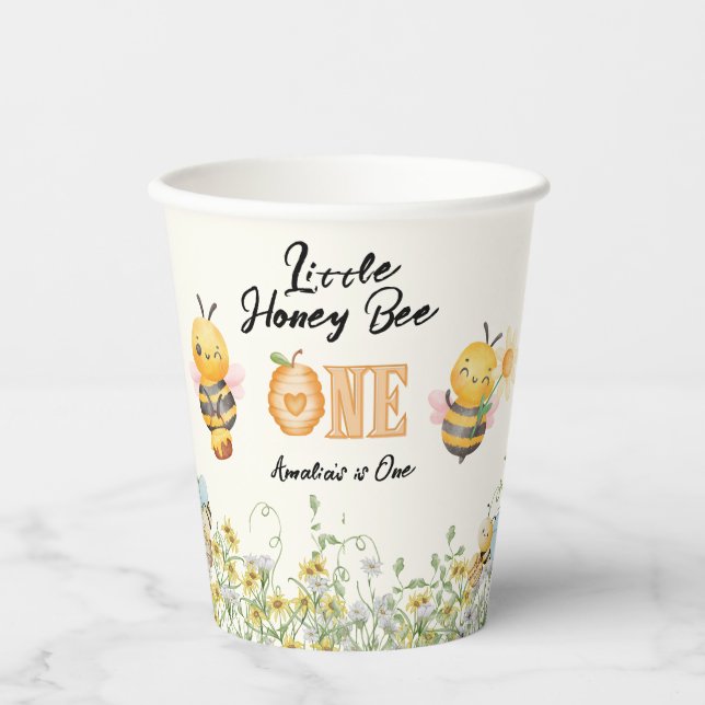 Little Honey To Bee One Wildflower 1st Birthday Pappbecher (Vorderseite)