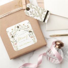 Little Honey Wildflower Bee Baby Shower Quadratischer Aufkleber