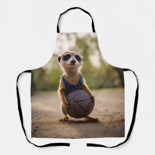 Little Hoop Star: Baby Meerkat Holding Basketball Schürze