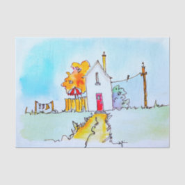 Little House With Washing Seidenpapier