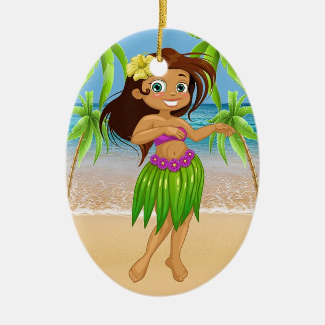 Little Hula Dancer Keramik Ornament (Vorne)