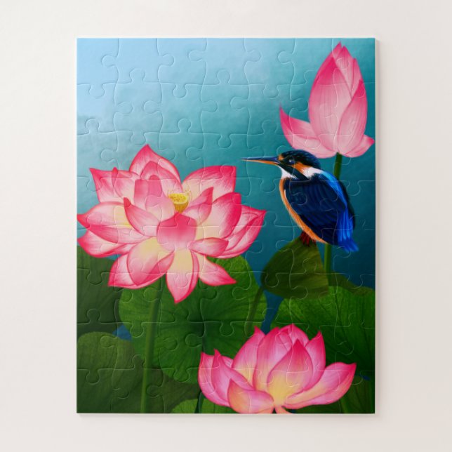 Little Hummingbird und mit großen Blume Puzzle (Vertikal)