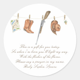 Little hunter baby shower - Prayer candle label Runder Aufkleber