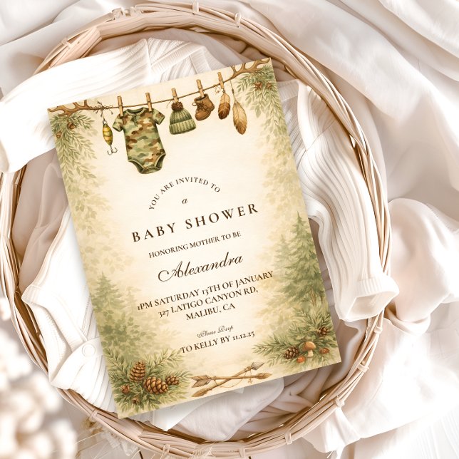 Little Hunter Woodland Baby Shower Einladung (Von Creator hochgeladen)