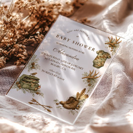 Little Hunter Woodland Keepsake Baby Shower Acryleinladungen