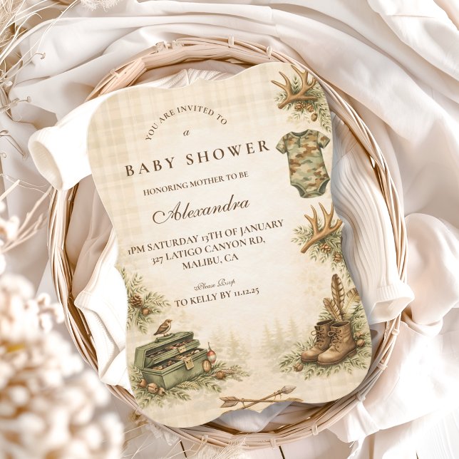Little Hunter Woodland Keepsake Baby Shower Einladung (Von Creator hochgeladen)