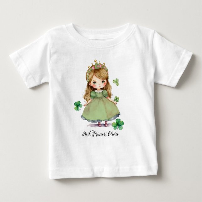 Little Irish Princess Individuelle Name Baby T-shirt (Vorderseite)