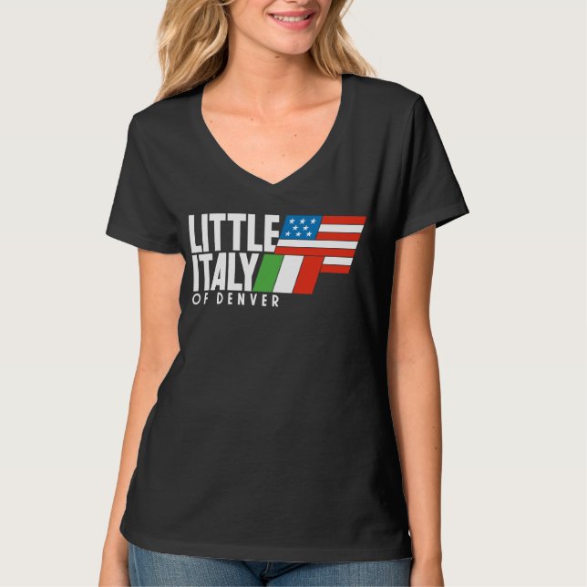 Little Italy Denver 80er Retro BLACK / Neck T-Shirt (Vorderseite)
