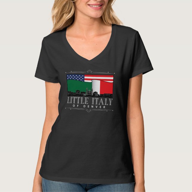 Little Italy of Denver Classic logo BLACK / Neck T-Shirt (Vorderseite)