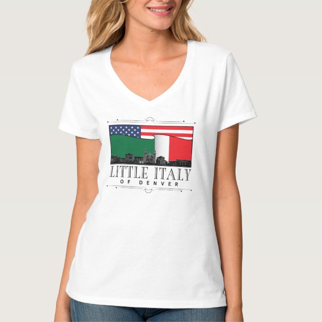 Little Italy of Denver Classic logo WHITE V Neck T-Shirt (Vorderseite)