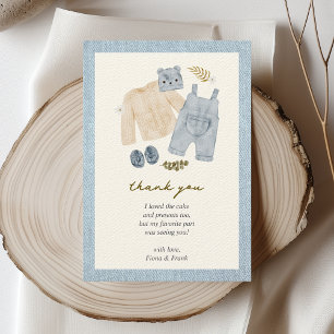 Little Jean Baby Shower Denim Boho Dankeskarte