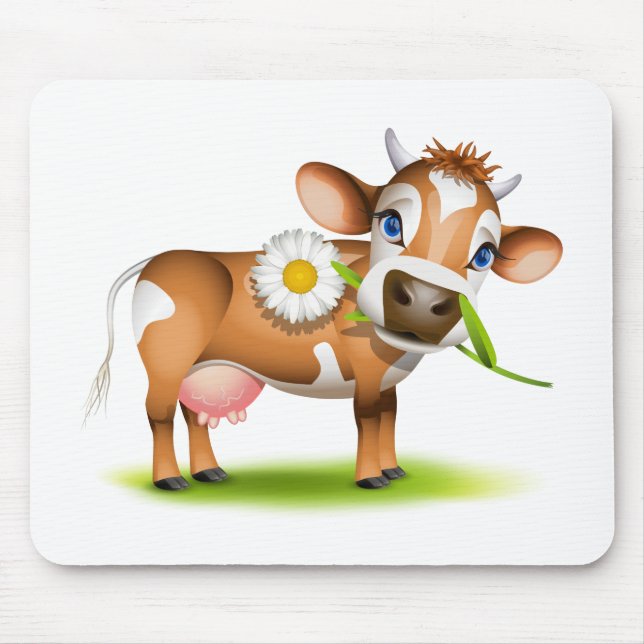 Little Jersey Kuh frisst Disy Mousepad (Vorne)