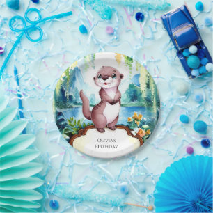 Little Joyful Otter Birthday Pappteller