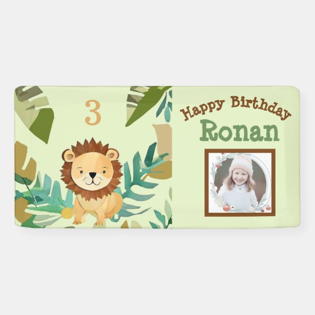 Little Jungle Prince Lion Birthday Banner (Horizontal)