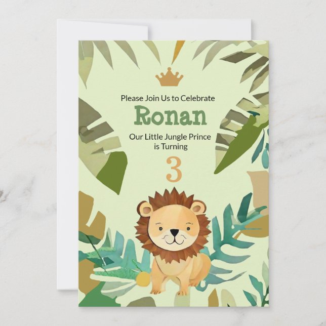 Little Jungle Prince Lion Birthday Einladung (Vorderseite)