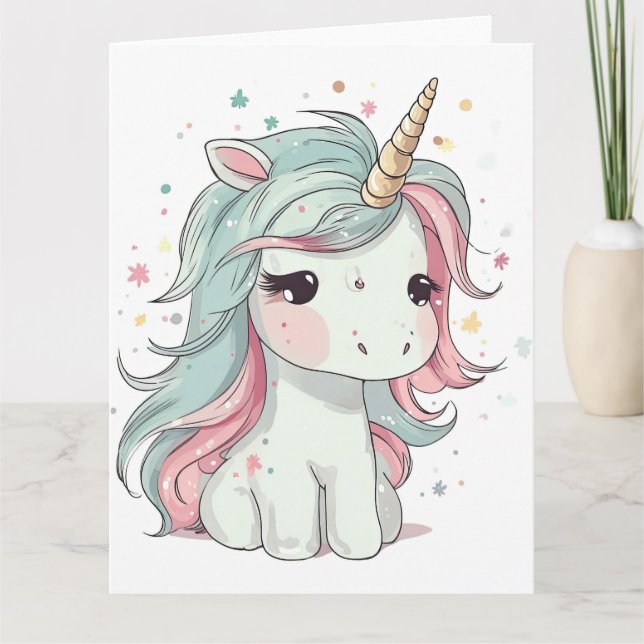 Little Kawaii Unicorn Karte (Vorderseite)