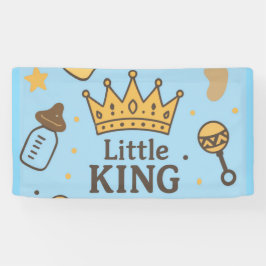 "Little King Baby Shower Banner - Blue & Gold Crow