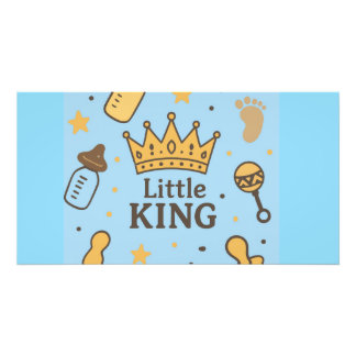 "Little King Baby Shower Banner - Blue & Gold Crow Fotodruck