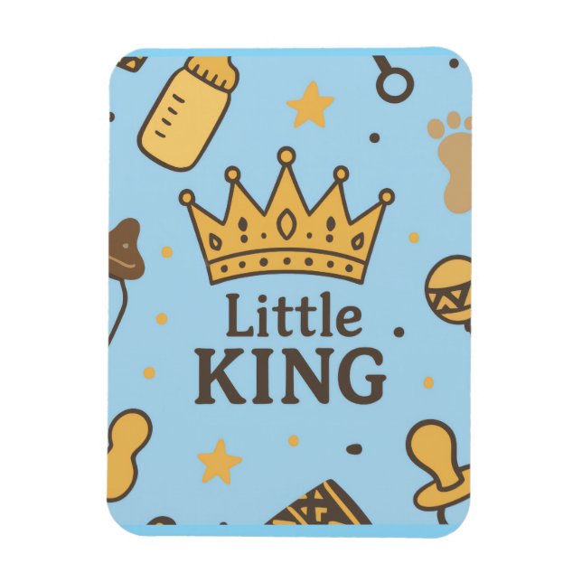 "Little King Baby Shower Banner - Blue & Gold Crow Magnet (Vertikal)