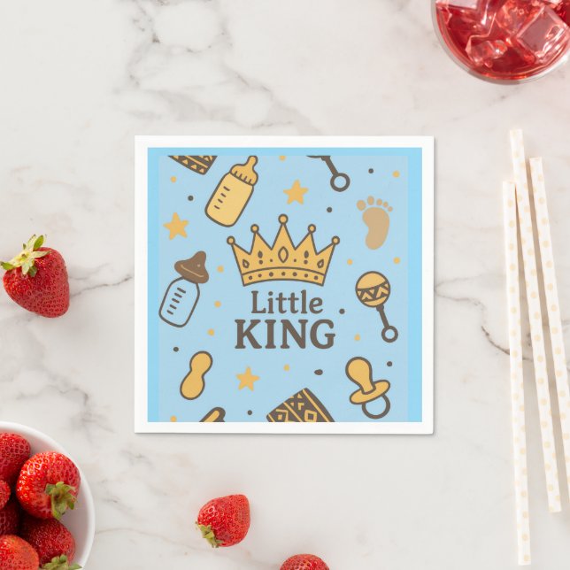 "Little King Baby Shower Banner - Blue & Gold Crow Serviette (Beispiel)