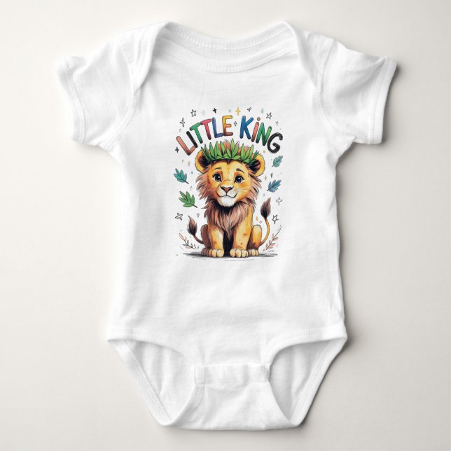 Little King Crayon Style Lion Cub Baby Strampler (Vorderseite)