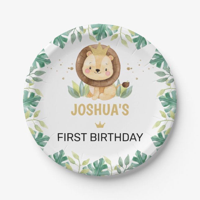 Little King Lion Crown 1. Geburtstag Pappteller (Vorderseite)