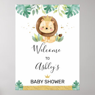 Little King Lion Crown Baby Dusche Begrüßungszeich Poster