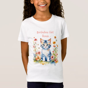 Little Kitten Birthday Girl Personalisiert T-Shirt
