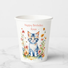 Little Kitten Girl's Birthday Party Personalisiert Pappbecher
