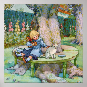 Little Kitty and Child from Mother Goose Poster