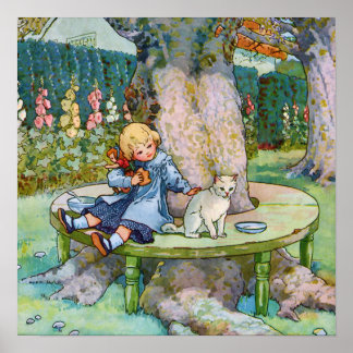 Little Kitty and Child from Mother Goose Poster