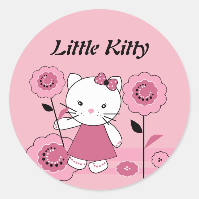 Little Kitty Runder Aufkleber (Vorderseite)