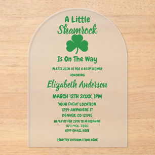 Little Kleeblatt St Patrick's Day Baby Shower Acryleinladungen