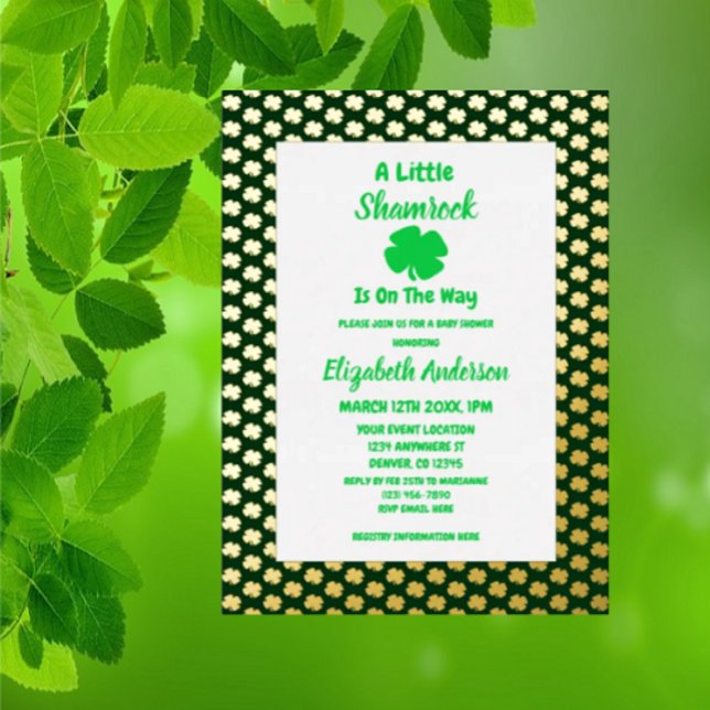 Little Kleeblatt St Patrick's Day Baby Shower Folieneinladung (Von Creator hochgeladen)
