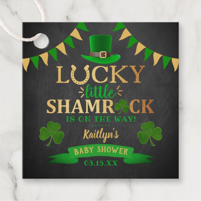 Little Kleeblatt St. Patrick's Day Baby Shower Geschenkanhänger (Vorderseite)