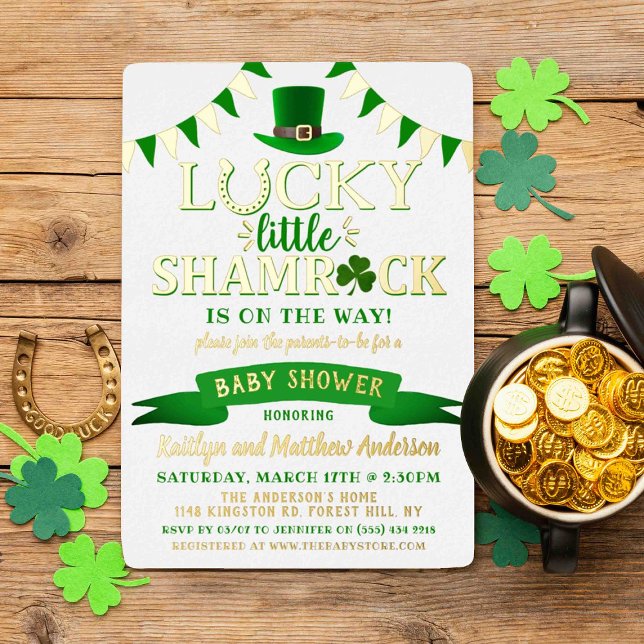 Little Kleeblatt St. Patrick's Day Baby Shower Rea Folieneinladung (Von Creator hochgeladen)