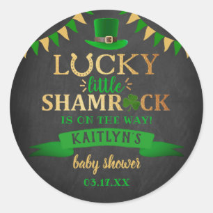 Little Kleeblatt St. Patrick's Day Baby Shower Runder Aufkleber