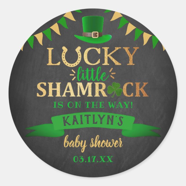 Little Kleeblatt St. Patrick's Day Baby Shower Runder Aufkleber (Vorderseite)