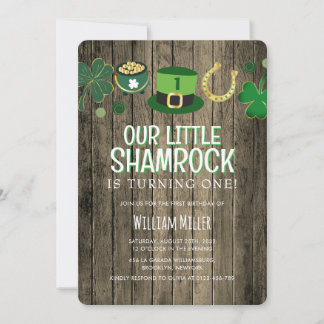 Little Kleeblatt St Patrick's Day Rustikaler Gebur Einladung