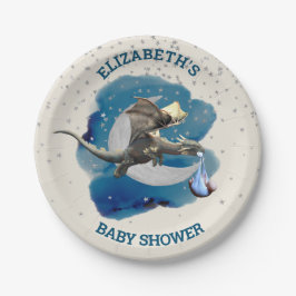 Little Knight Dragon Silver Star Baby Dusche Pappteller