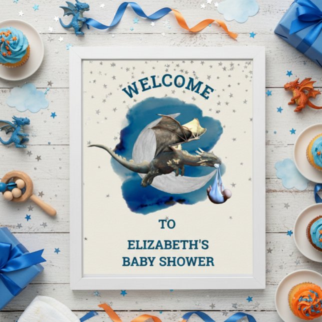 Little Knight Dragon Silver Star Baby Dusche Poster (Von Creator hochgeladen)